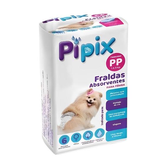 Imagem de Fralda Higiênica Descartável Para Cães Pet Pipix Fêmea 6 Un.