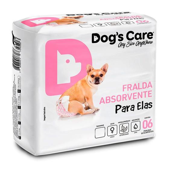 Imagem de Fralda Higiênica Dogs Care Para Cães Fêmeas Tam. G 6 Unidades