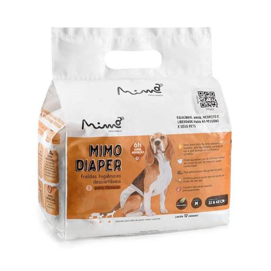 Imagem de Fralda Higiênica Mimo Diaper para Cães Fêmeas - 12 unidades