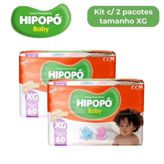Imagem de Fralda Hipopó Kit com 2 pacotes
