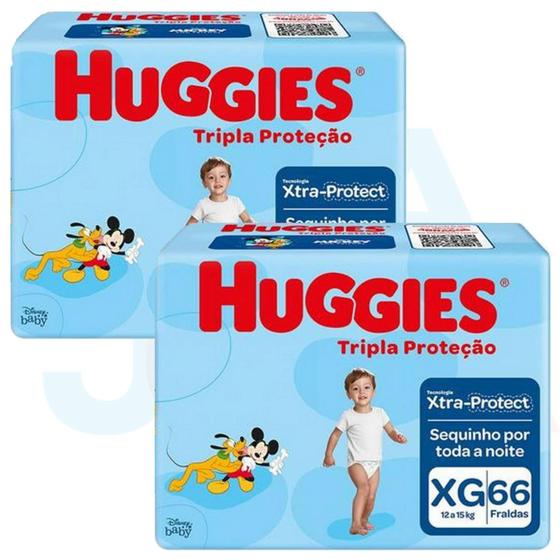 Imagem de Fralda Huggies Disney Tripla Proteção Tam Xg de 12 a 15 kg kit 02 pacotes C/ 132  Unidades