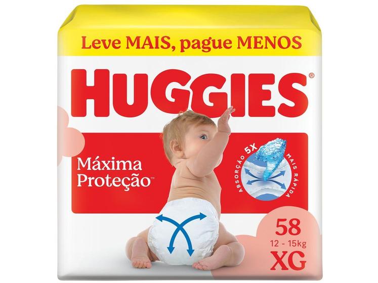 Fralda Huggies Máxima Proteção Tam. XG 12 até 15kg 58 Unidades
