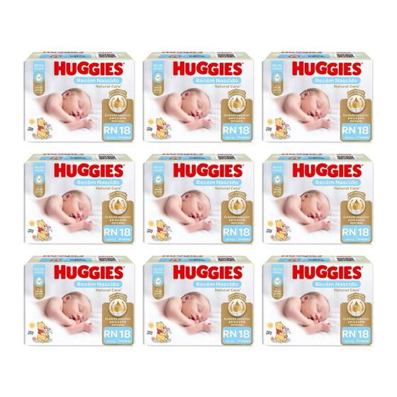 Imagem de Fralda huggies natural care RN recém nascido com 9 pacotes