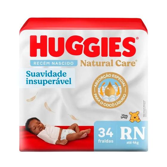 Imagem de Fralda Huggies Recém Nascido Natural Care 34 Unidades