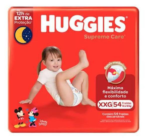 Imagem de Fralda Huggies Supreme Care Mega Descartável Tamanho XXG - 54 Unidades