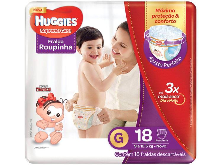 Imagem de Fralda Huggies Supreme Care - Roupinha Tam. G 9 a 12,5kg 18 Unidades