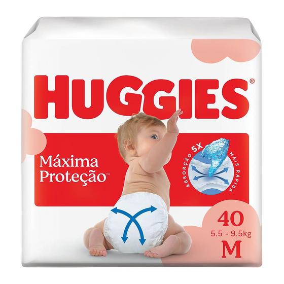 Imagem de Fralda Huggies Supreme Care Tamanho M Mega 40 Unidades Descartáveis