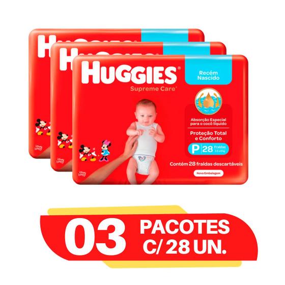 Imagem de Fralda Huggies Supreme Care tamanho P kit 03 pacotes