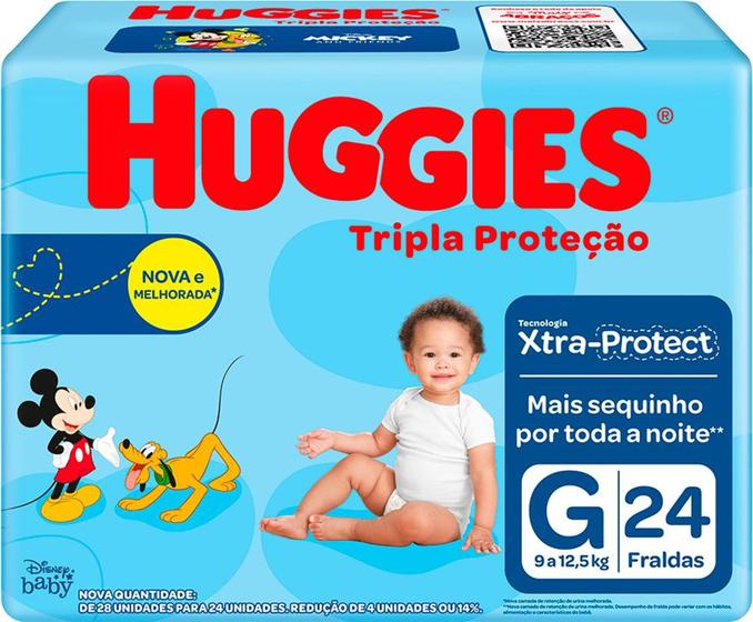 Imagem de Fralda huggies tripla protecao jumbo g com 24 fraldas