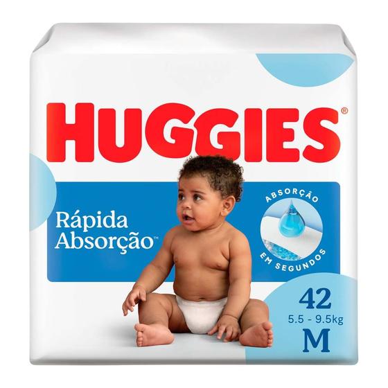 Fralda Huggies Tripla Proteção Tamanho M Pacote Mega 42 Fraldas Descartáveis Imagem de Fralda Huggies Tripla Proteção Tamanho M Pacote Mega 42 Fraldas Descartáveis