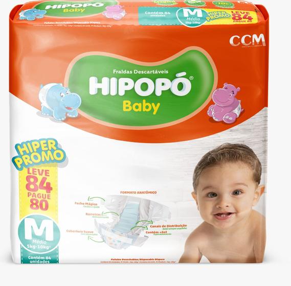 Imagem de Fralda infantil Hipopo Hiper 1 Pacote Tamanho M - 84 Unidades