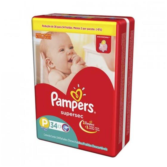 Imagem de Fralda Infantil P Pampers Supersec Pacotão Com 34