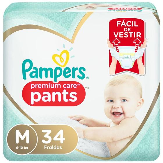 Imagem de Fralda Infantil Pampers Premium Care Pants Tamanho M com 34 Unidades