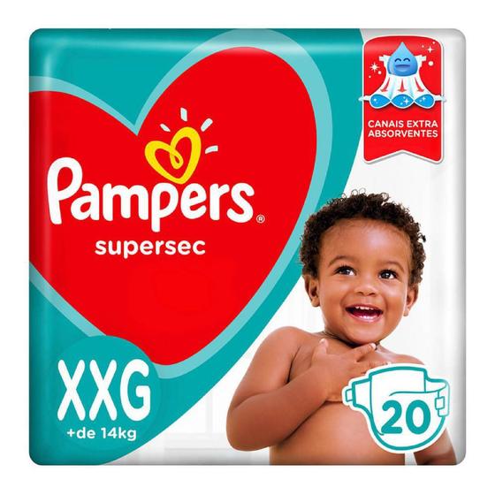 Imagem de Fralda Infantil Pampers Supersec com 20 Fraldas Descartáveis Tamanho Xxg Pampers Supersec