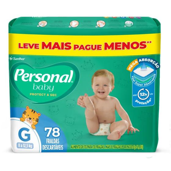 Fralda Infantil Personal Baby Protect & Sec Tamanho G Com 78 Tiras Menor preço em Fralda Infantil Personal Baby Protect & Sec Tamanho G Com 78 Tiras