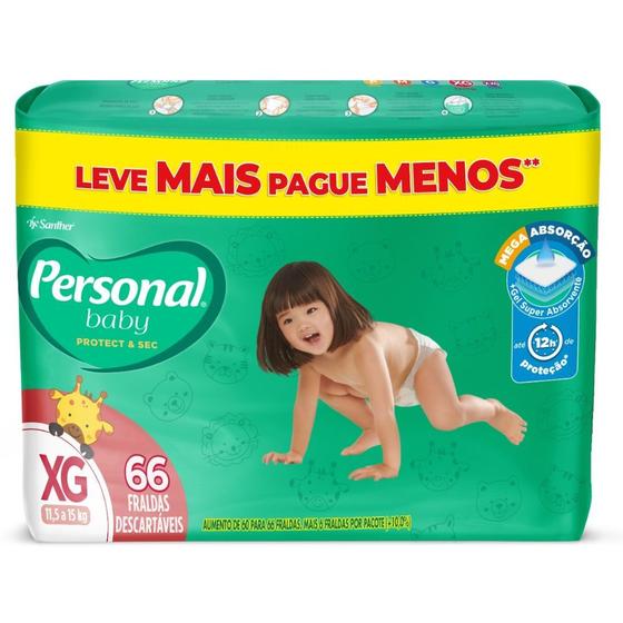 Imagem de Fralda Infantil Personal Baby Protect & Sec Tamanho XG com 66 Tiras