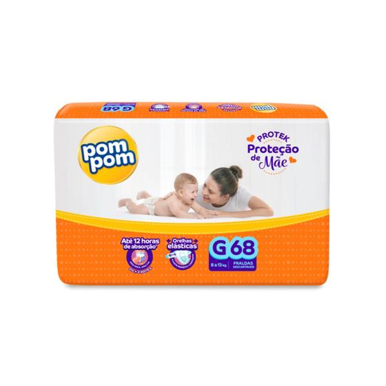 Imagem de Fralda infantil pom pom protek prot.mãe hiper grande c/68