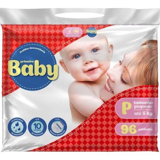 Imagem de Fralda Infantil Primeiro Baby P com 96 unidades