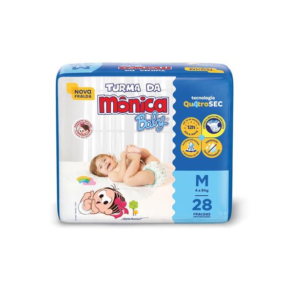 Imagem de Fralda Infantil Turma da Mônica Baby Jumbo Tamanho M 28 Fraldas Descartáveis