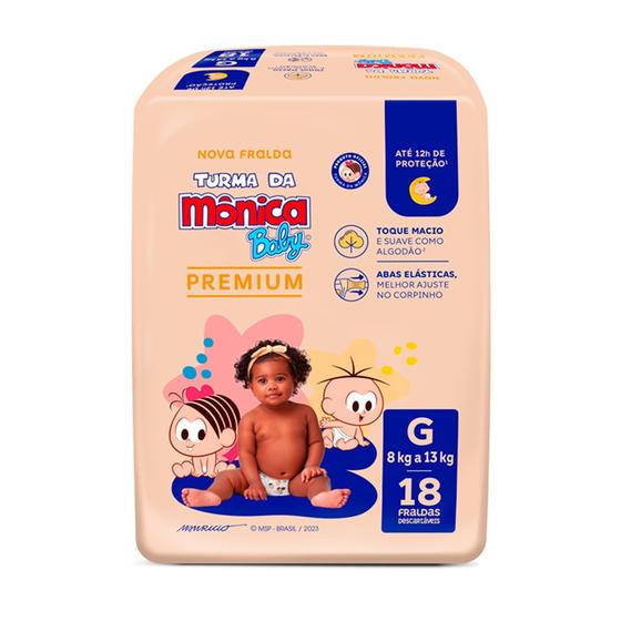 Imagem de Fralda Infantil Turma da Mônica Baby Premium Tamanho G Pacote Jumbo 18 Unidades