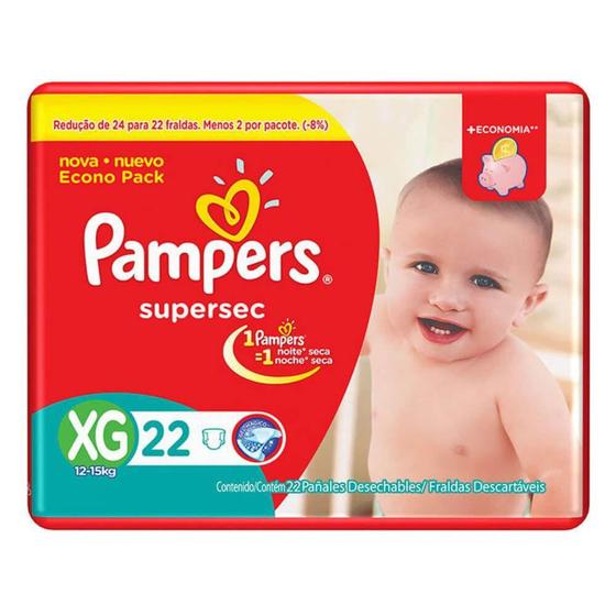 Imagem de Fralda Infantil Xg Pampers Supersec Pacotão Com 22
