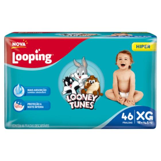 Imagem de Fralda looping looney tunes hiper - tamanho xg