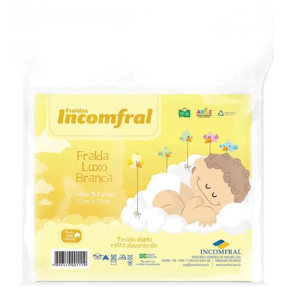 Imagem de Fralda Luxo Branca Incomfral - Pacote 5 Unidades