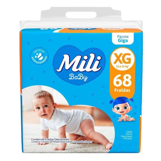 Imagem de Fralda Mili Baby Pacote Giga Tam XG 68 Unidades  Mili S/A