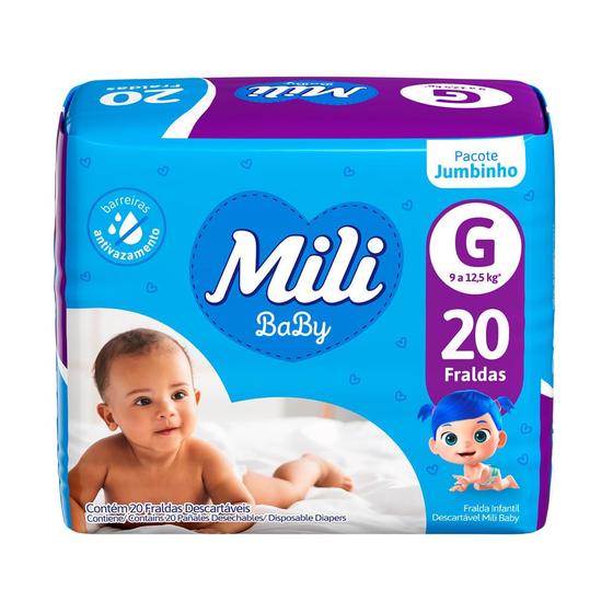 Imagem de Fralda Mili Baby Tamanho G Pacote Jumbinho 20 Unidades Descartáveis