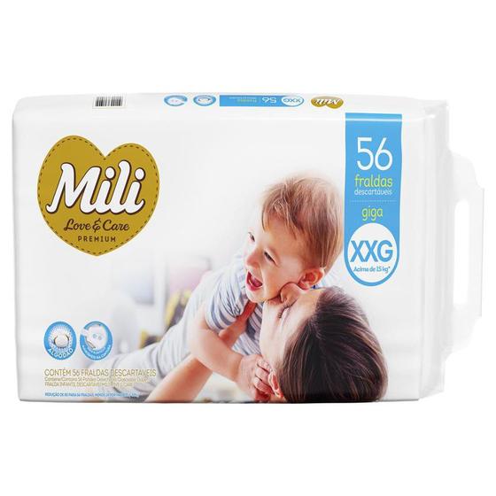 Imagem de Fralda Mili Love & Care Giga - 6 Camadas Neném Bebe / Super Absorvente / Até 12  horas de proteção - Linha Premium