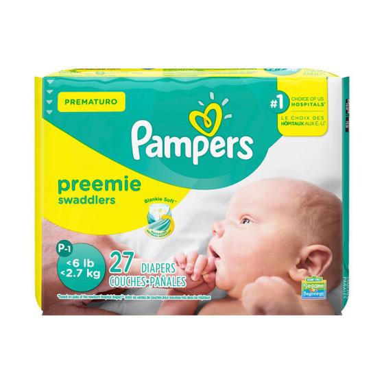 Imagem de Fralda Pampers Bebês Prematuros Preemie Swaddlers Tam P 27Un