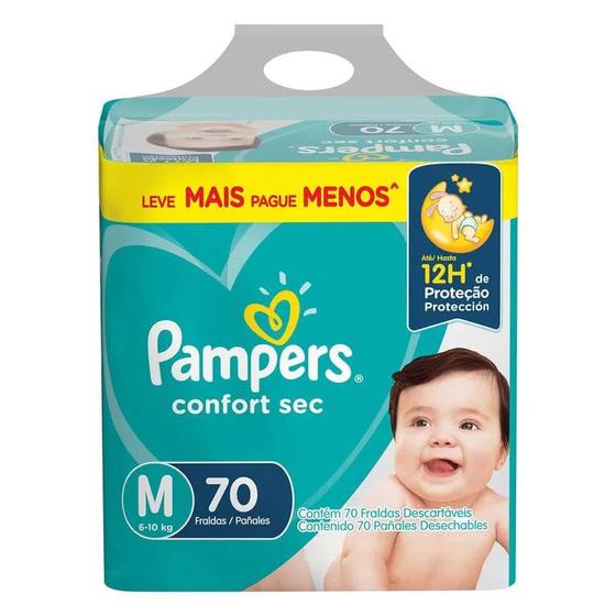 Imagem de Fralda Pampers Confort Sec M Super Com 70 Unidades Fortebag