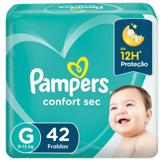 Imagem de Fralda Pampers Confort Sec Tamanho G Pacote Mega 42 Fraldas Descartáveis