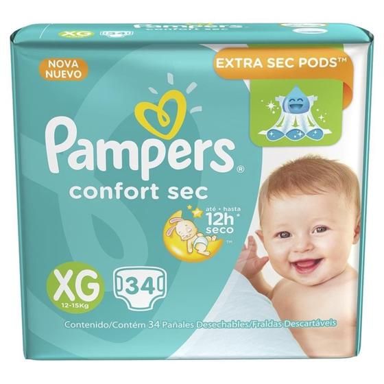 Imagem de Fralda Pampers confort Sec XG, pacote com 34 unidades