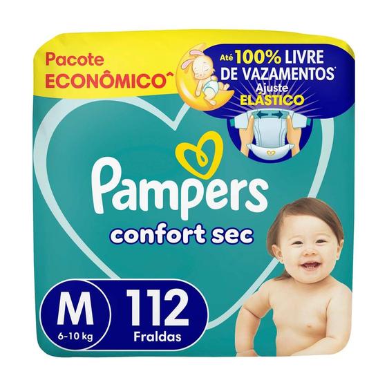 Fralda Pampers ConfortSec Tam. M na embalagem