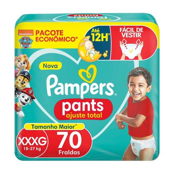Fralda Pampers Pants Ajuste Total Tamanho XXXg (18-27Kg) 70 Unidades