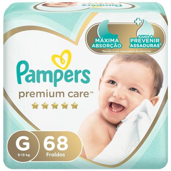 Imagem de Fralda Pampers Premium Care Nova Jumbo Tamanho G 68 Unidades