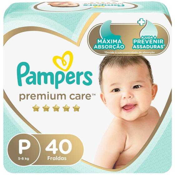 Imagem de Fralda Pampers Premium Care Nova Mega Tamanho P 40 Unidades