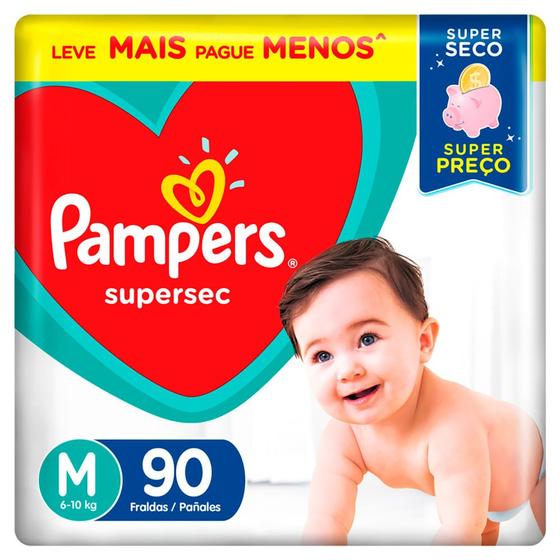 Imagem de Fralda Pampers Supersec Tamanho M 90 Fraldas Descartáveis