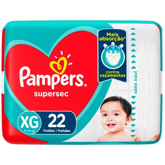 Imagem de Fralda Pampers Supersec Tamanho XG 22 Fraldas Descartáveis