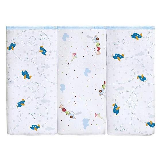Imagem de Fralda Papizinha Estampada 63cmx63cm Com 3 Unidades Acabamento Overlock - Papi