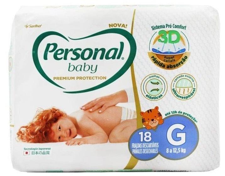 Imagem de Fralda Personal Baby Premium Protection Jumbo Tam. G c/ 18un