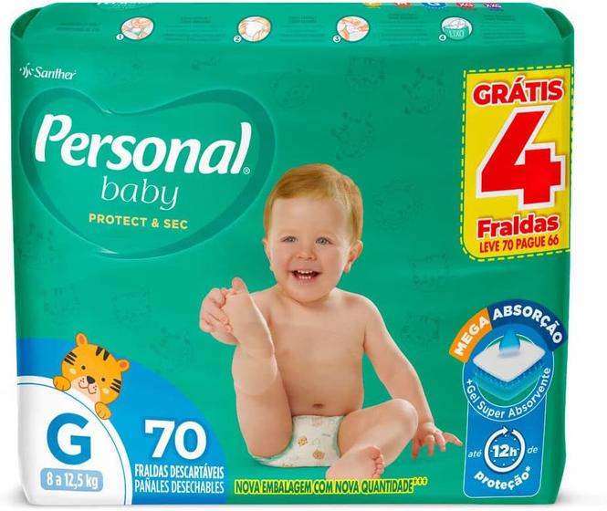 Imagem de Fralda Personal Baby Protect  e  Sec G, pacote com 70 unidades