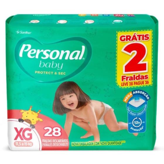 Imagem de Fralda Personal Baby Protect & Sec Mega  - Tam XG - 28 unidades - ATACADO BARATO