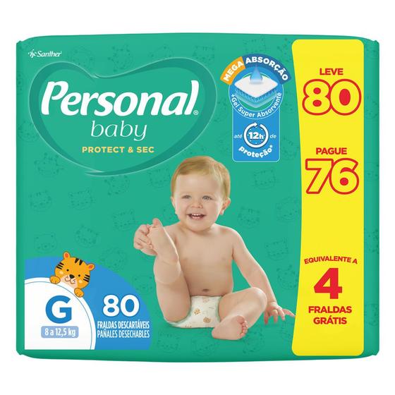 Imagem de Fralda Personal Baby Protect & Sec Tamanho G Leve 80 Pague 76 Fraldas Descartáveis