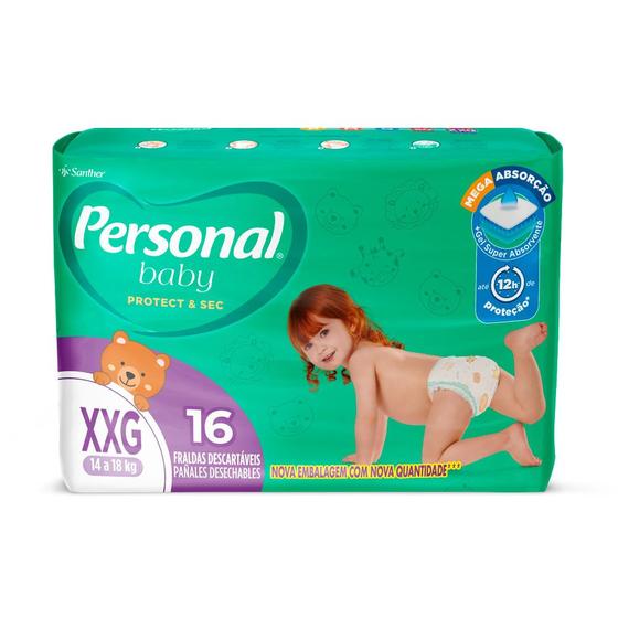 Imagem de Fralda Personal Baby Protect & Sec Tamanho XXG com 16 Fraldas Descartáveis