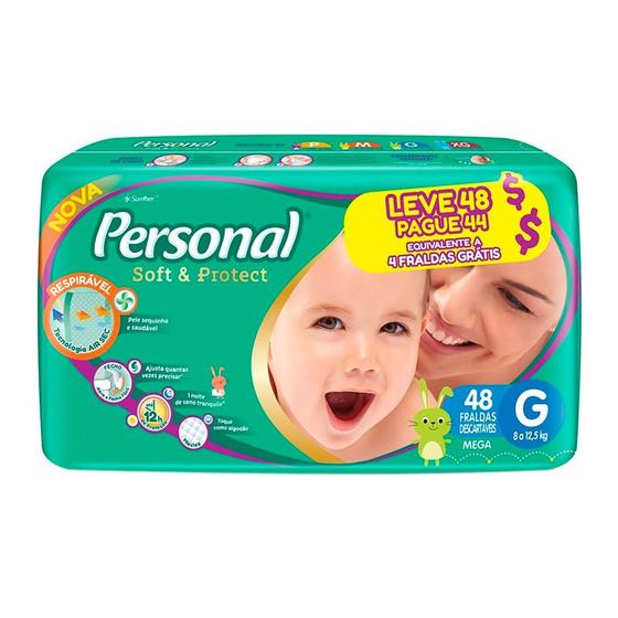 Imagem de Fralda Personal Soft & Protect Tamanho G Pacote Mega Leve 48 Pague 44 Fraldas Descartáveis