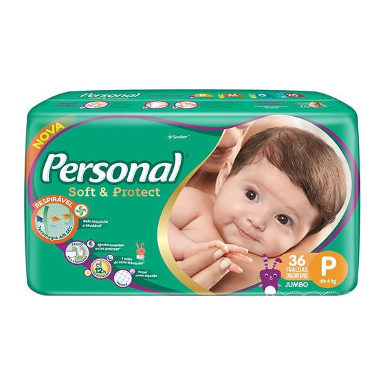 Imagem de Fralda Personal Soft & Protect Tamanho P Pacote Jumbo com 36 Fraldas Descartáveis
