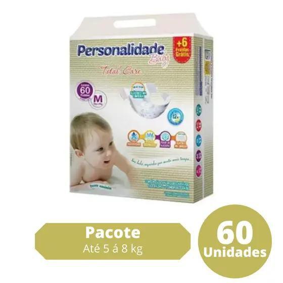 Imagem de Fralda Personalidade Baby Total Care 1 Pacote Tamanho M - de 5 á 8 Kg Com 60 Unidades