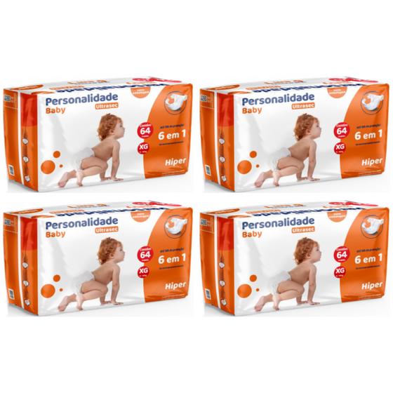 Imagem de Fralda Personalidade UltraSec 4 Pacote Tamanho XG Com 64 Unidades - 11 a 15 kg